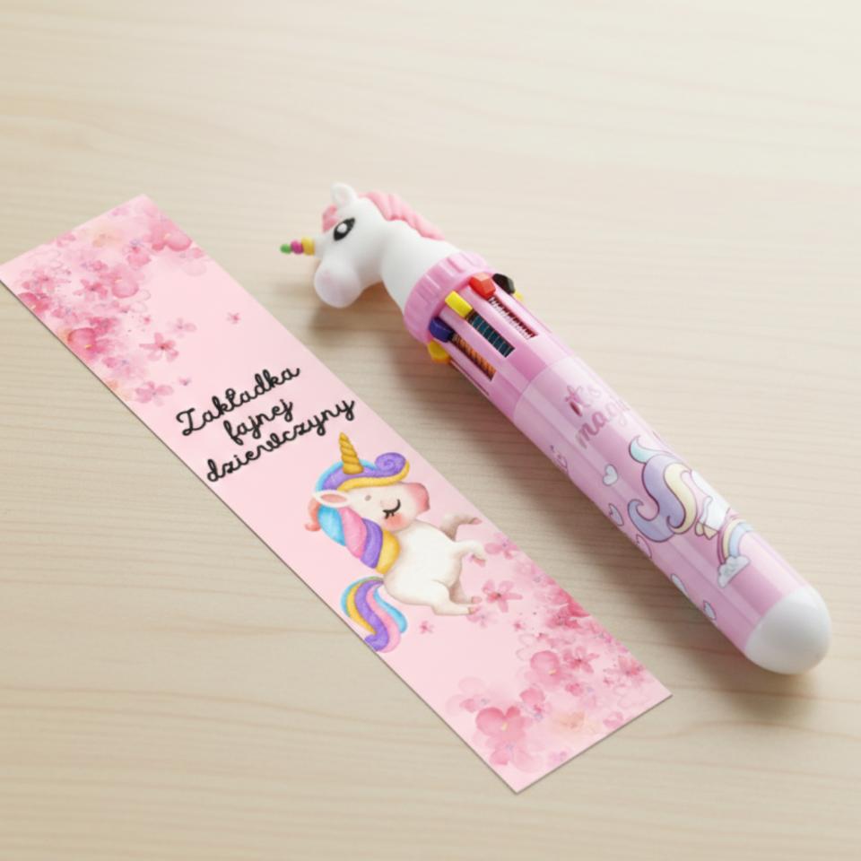 Unicorn Ballpoint Pen for a Cool Girl Gift Set Women' Day Bookmark [Dlugopis7]
