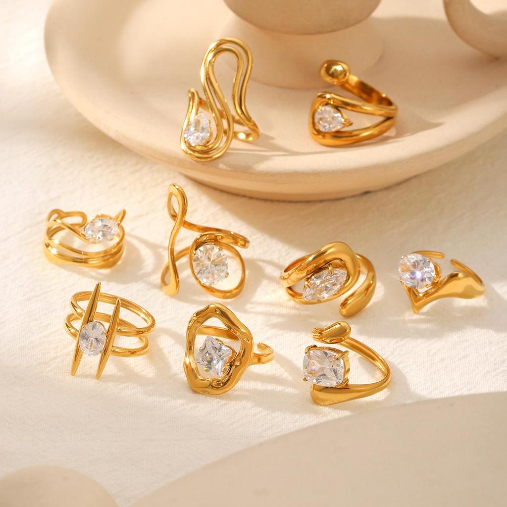 High-End Zircon Stainless Steel Ring Set for Women - Durable & Stylish Titanium Design