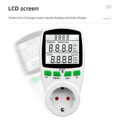 Electricity Power Meter Wattmeter LCD Energy Meter Socket Electric Tester EU Plug FR US Measuring Outlet Power Analyzer