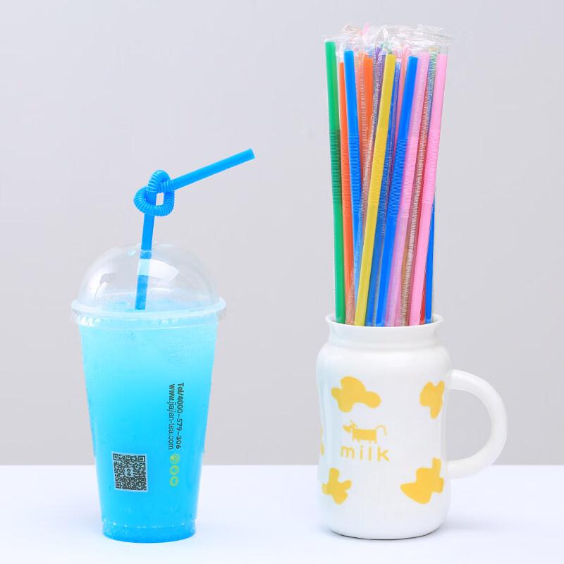 ZISIZ Individually Wrapped Artistic Long Drinking Straws
