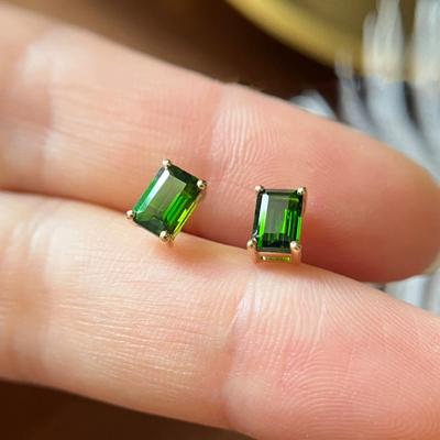 Pendientes de botón de plata esterlina S925 con forma de esmeralda y azúcar cuadrada, diseño de interés especial con diamantes incrustados rectangulares para mujer, pendientes de lujo ligeros