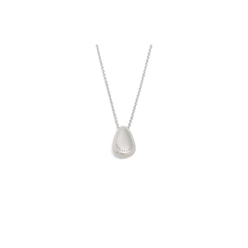 CHARLES&KEITH Small ck Water Drop Series Fine Chain Adjustable Pendant Brass Necklace Women's Rose Gold/Silver 67821363 CK5-22120491-Silver silver R