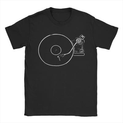 Vinyl Plattenspieler Skizzenzeichnung Sommer T-Shirts für Paare Neuheit Freizeit T-Shirt Kurzarm Vintage Top Tees