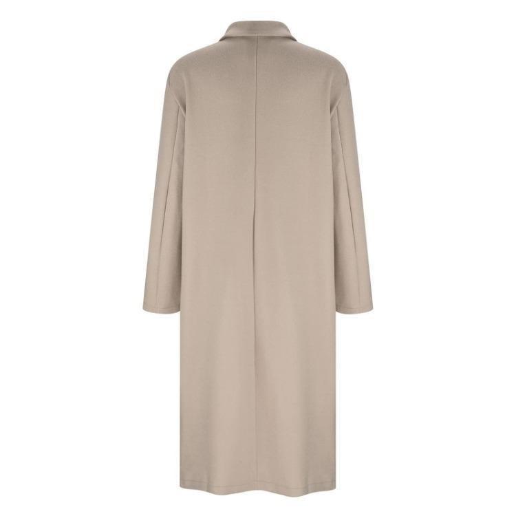 Stylish Women Winter Coat Wool Cardigan Loose Fit Warm Outerwear Casual Button Lapel Fake Pocket