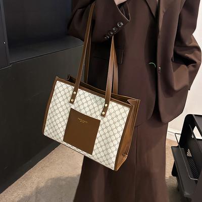 Portable Commuter Bag, Tote Bag, Large Capacity 2025 New Fashion Plaid Retro Classic Casual Simple Shoulder Bag