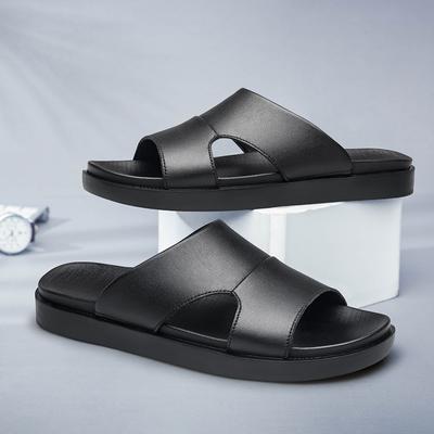 Genuine Leather Slippers Men Slip On Casual Sandals Summer Breathable Outdoor Men Half Drag Comfortable Beach Sandals Lazy Shoes