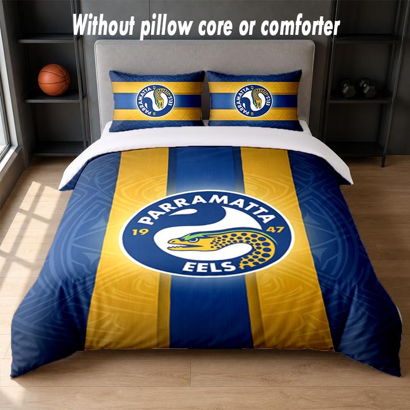 Parramatta Eels Design Bed Bedding Set 1 Duvet Cover + 2 Pillowcases Soft Breathable Household Bed Linens