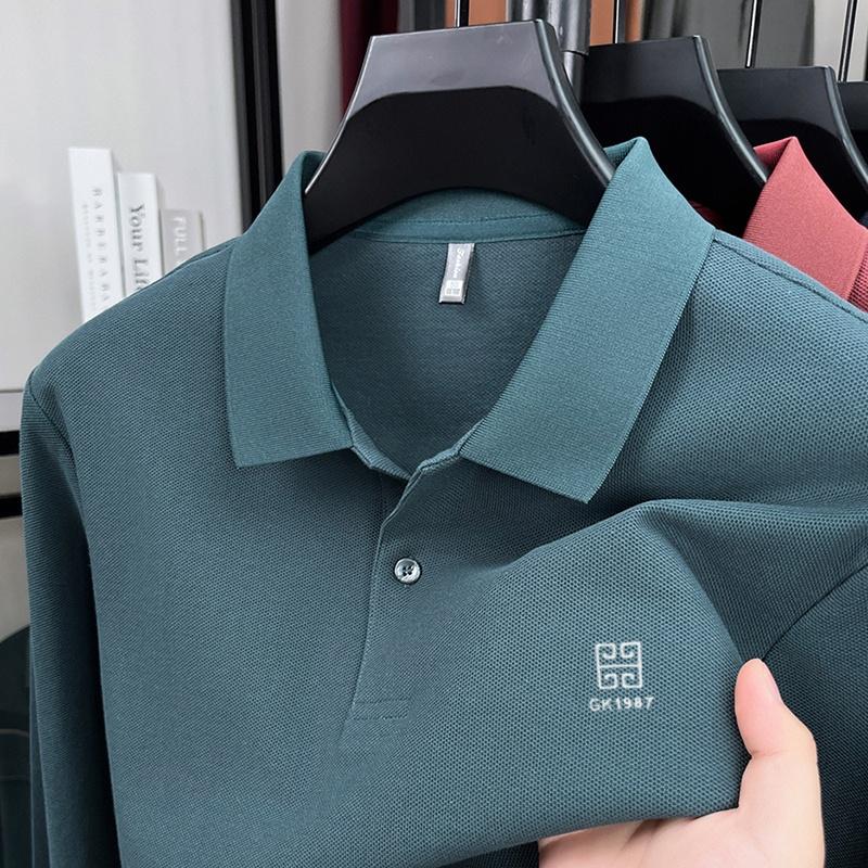High End Men'S 100% Cotton Long Sleeved Polo Shirt Autumn Fashion Brand Embroidery Design Breathable Golf Sports Top T-Shirt