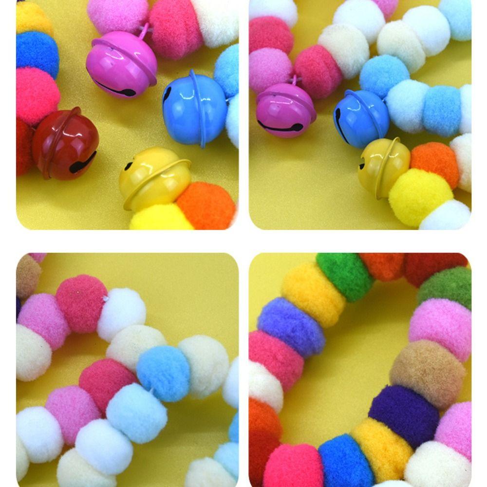 Comfortable Anti-lost Pom Pom Collars Pomeranian Collars Soft Cat Hair Ball with Bell Pet Collar