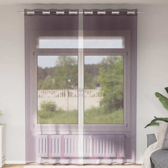 VidaXL Rideaux en voile avec œillets 2 pcs violet 140x300 cm, rideau en filet, rideau transparent, voile de fenêtre, 4102106
