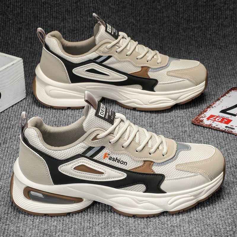 Fashion 2025 New Men's Breathable Mesh Sneakers Korean Style Youth Chunky Shoes Trendy Versatile Casual Streetwear & Athletic Platform