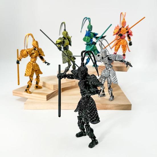 3D Printed Wukong Action Figure Movable Joints Monkey King Model Great Sages Equalling Heaven Figurine Articulated Dummy Desktop Decoration Ornament