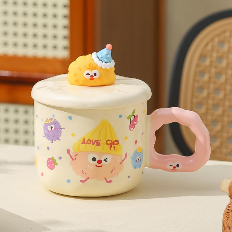 

Cute cartoon hairball ceramic mug couple water cup high value gift box souvenir birthday gift breakfast cup 301-400ml
