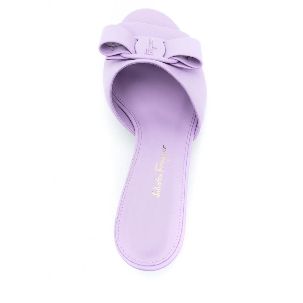 Salvatore Ferragamo Ferragamo Bow Detail Slip On Sandals Purple
