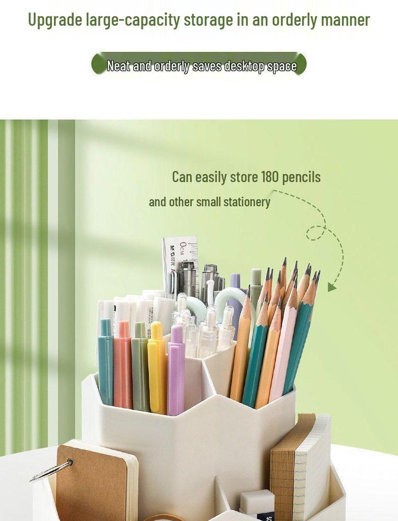 Nine-Grid Rotating Pen Holder, Upgraded Large Capacity, High-End Desktop Organizer, Multifunctional Luxury Storage Box