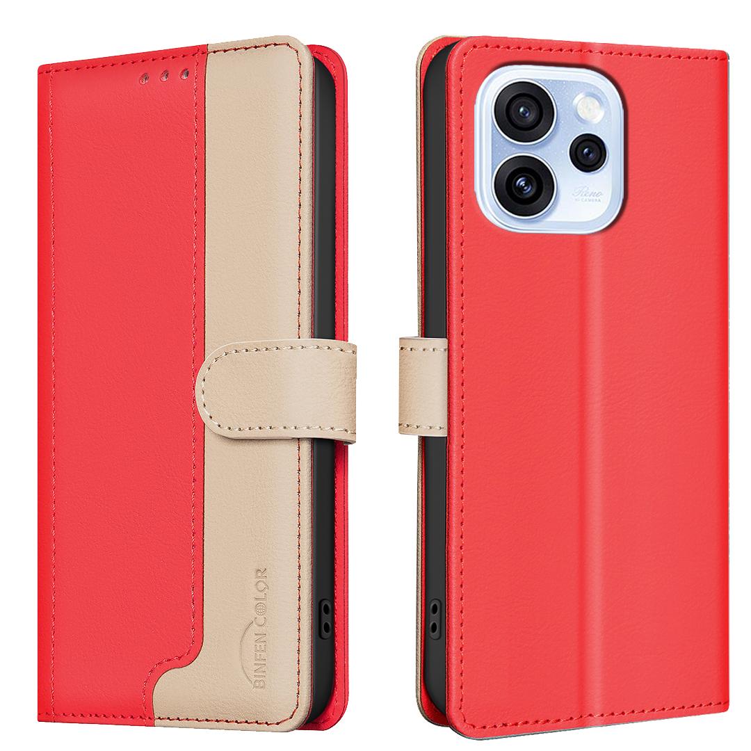 For Oppo Reno15 F 5G Leather Case BINFEN COLOR Splicing Color RFID Blocking Wallet Stand Phone Cover
