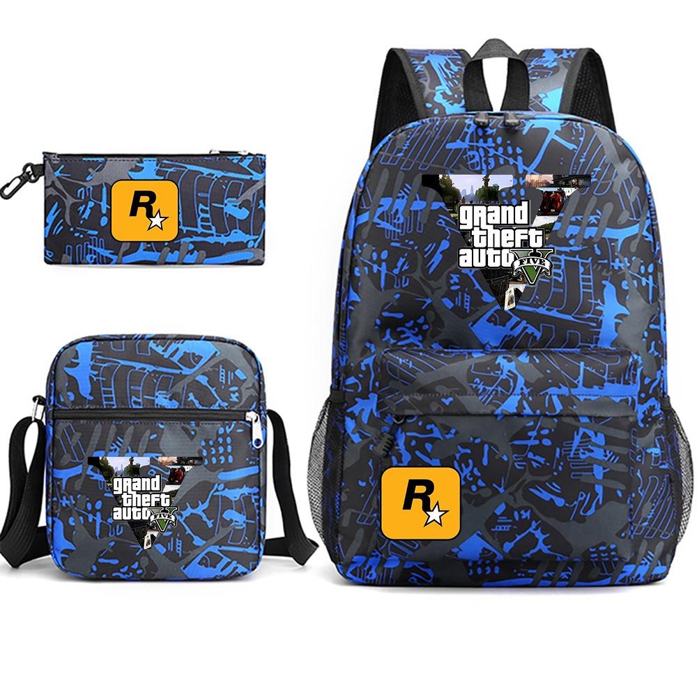 Grand Theft Auto Spel Merchandise Mode Student Schooltas Rugzak Schouder Etui 3-Delige Set