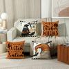 Happy Halloween Home Sofa Decoration Pillows Cushion Cover 18x18 Inches Linen Pillow Cover Halloween Pillowcase Festive Supplies