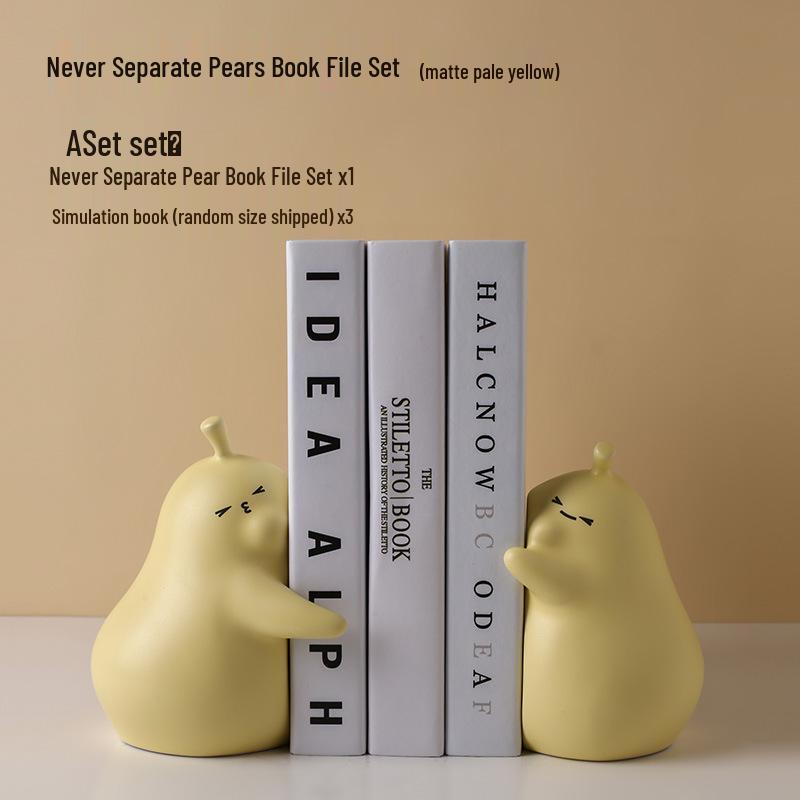 Cute Ceramic Pear Hugging Bookend - Charming Home Decor & Perfect Valentine's or Birthday Gift