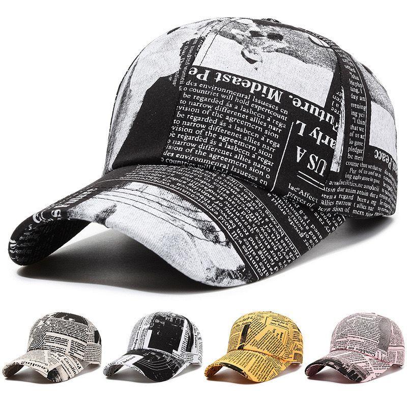Spring and Autumn New Hat Unisex Newspaper Print Baseball Cap Street Hip Hop Cap Fishing Outdoor Floral