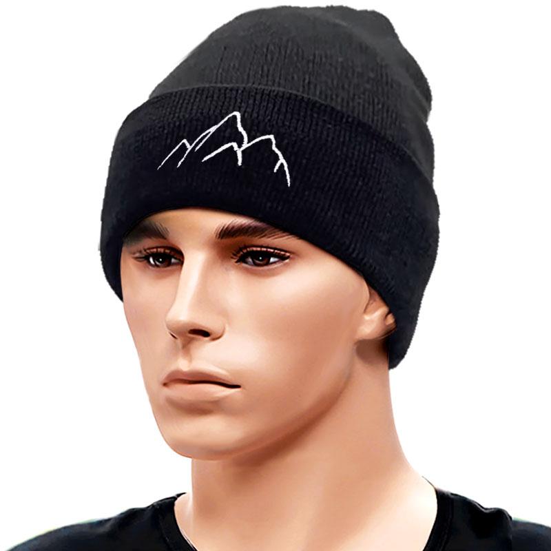 Winter Beanie Hats for Men Women Mountain Style Knit Cuffed Beanie Skull Cap Outdoor Daily Wear