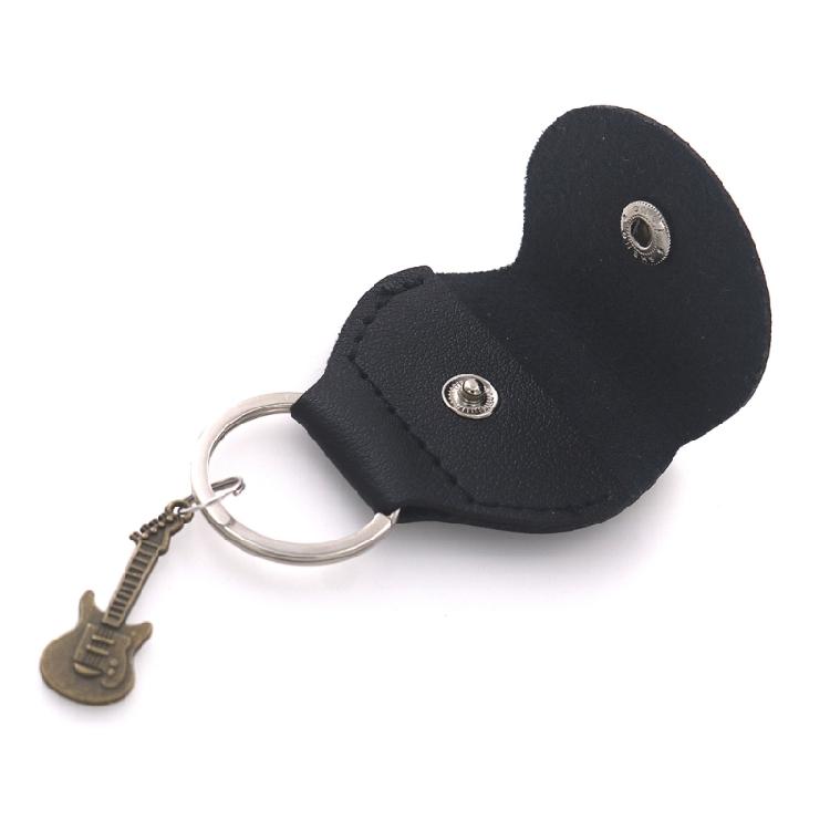 PU Leather Guitar Pick Holder Keychain Pick Cover Pouches Portable Plectrums Bag
