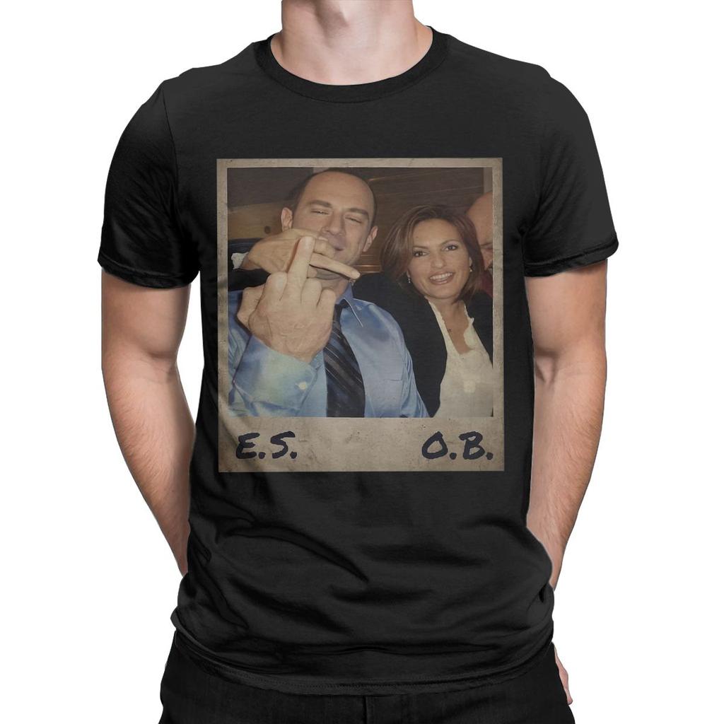 Men T-Shirt Law And Order Benson And Stabler Crazy Pure Cotton Tees Short Sleeve T Shirt Crew Neck Clothing Plus Size