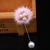 Koreanische niedliche Charme-Broschennadeln für Damen Pelz Pompon Piercing Reversbroschen Perle Blume Kragennadeln Schmuck Geschenk Accessoires
