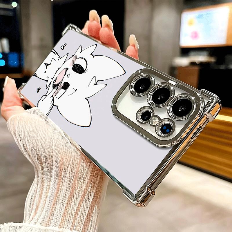 Cute B-Boykisser Catoon Plating Phone Case For Samsung Galaxy S24 S25 FE S26 Edge S23 Ultra S22 S21 Plus S20 Anti-Fall Airabag C