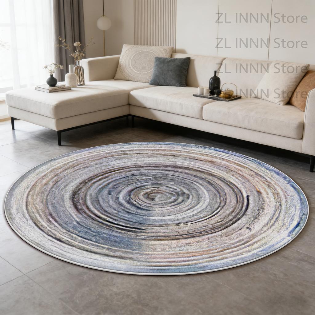 Modern Minimalism Round Living Room Carpet Geometric Decoration Home Striped Tabls Chair Mat Bedroom Non-slip Washable Plush Rug