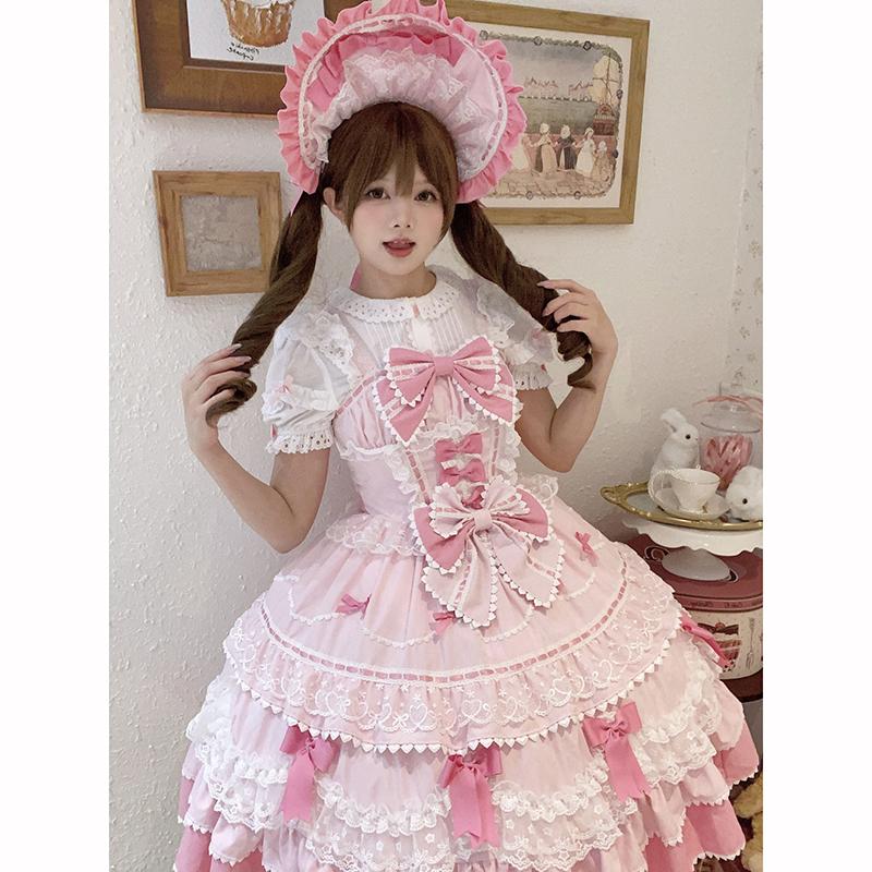 Summer Sweet Lolita Dress Cute Princess Lace Sweet Laminated Long