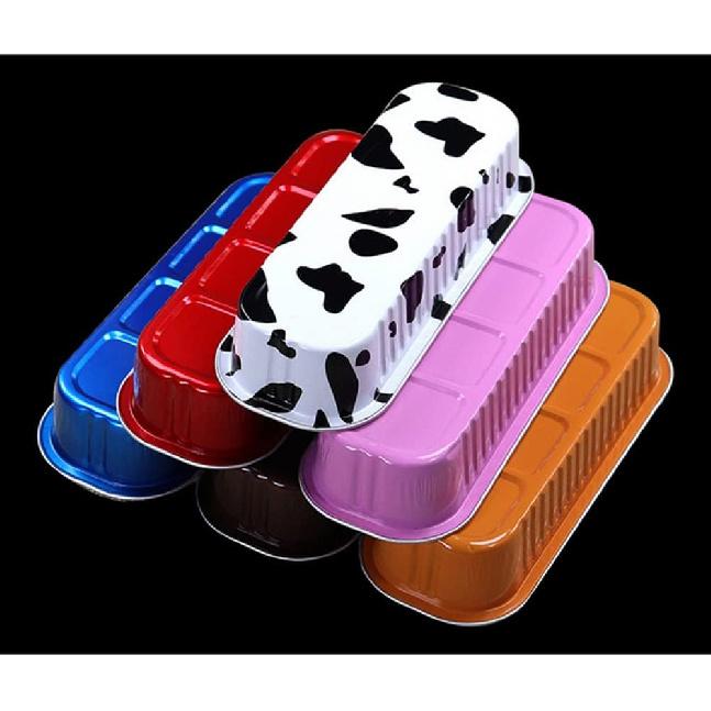 6.8 Oz Aluminum Foil Mini Loaf Pans With Lids, Rectangle Baking Cups Muffin Tins,Reusable Baking Tins Mini Baking Pans Tins Holders for Cow Color