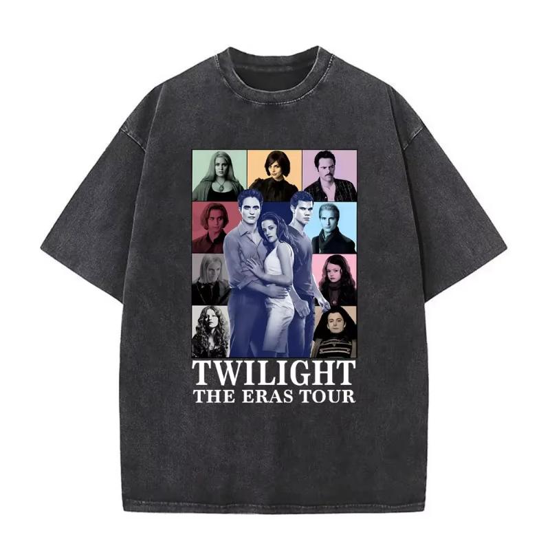 Twilight in Concert Washed T Shirts Bella and Edward Cullen Tshirt Robert Pattinson Tshirts Unisex Women Vintage Oversized Tshirt M