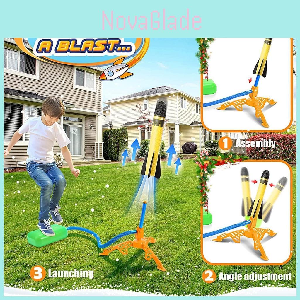 Kinderfreundliches, farbenfrohes Outdoor-Spielzeug: Fußbetriebener, leuchtender Raketenwerfer für spannende Abenteuer