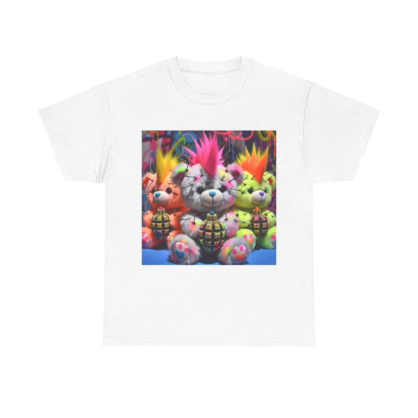 Unisex Adult T Shirt Plushie Punk Teddy Bear Riot S