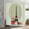 French Macaron Eiffel Tower Shower Curtain Set Waterproof Paris Theme Bathroom Decor Vintage Chic Home Decor Artistic Backdrop