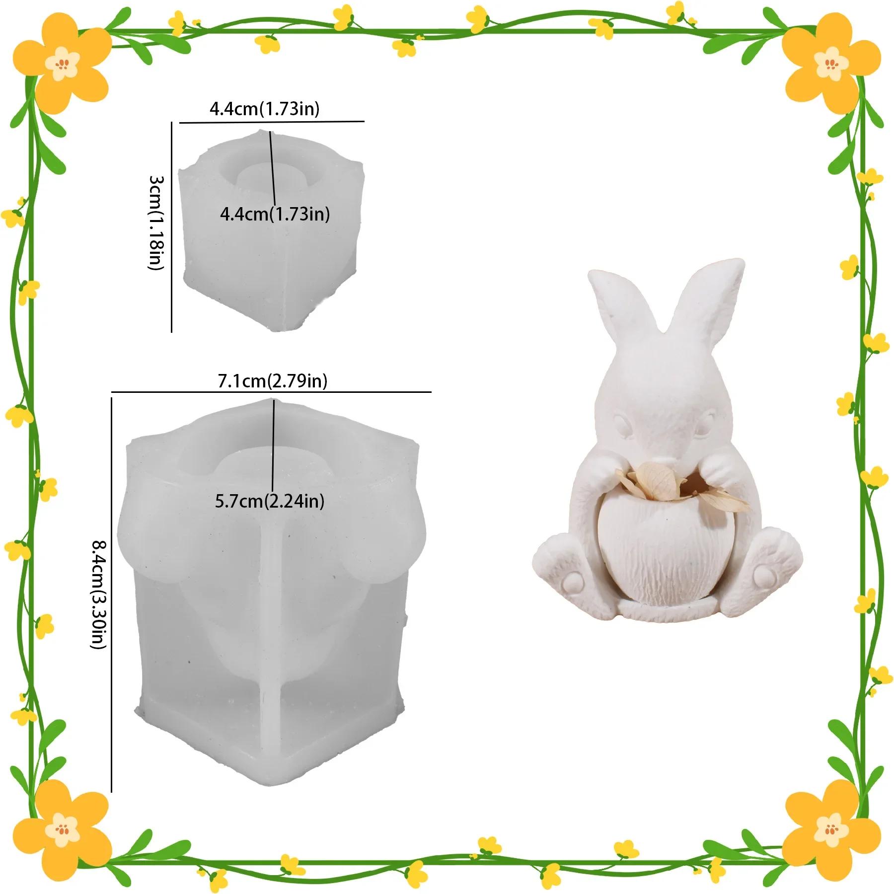 

Top Quality 2026New Heart Gesture Rabbit & Egg Candle Cup Resin Silicone Mold Set for DIY Plaster, Resin, Clay and Cement Crafts
