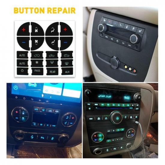 For GMC Radio A/C Decals Climate Control Button Stickers + Control Repair Knob