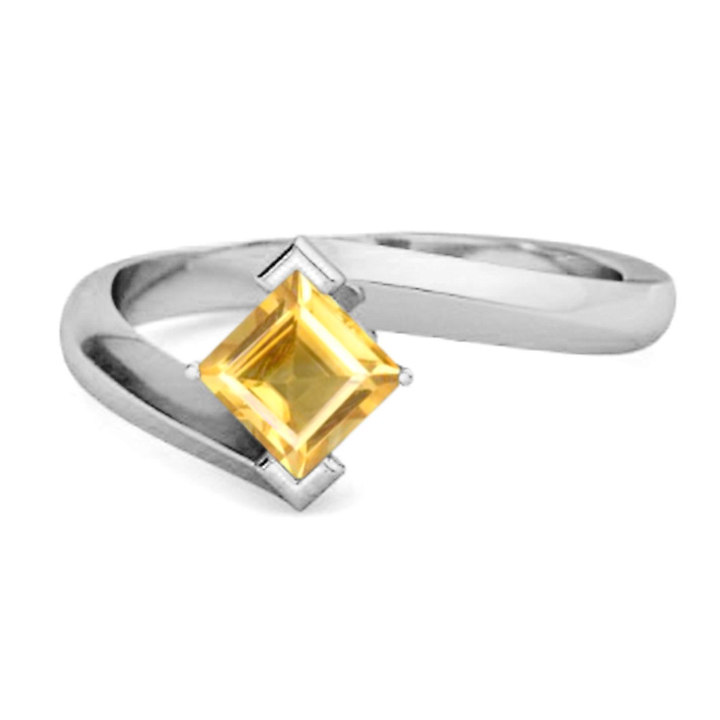 Citrine Modern Twist Band Solitaire Ring- 925 Sterling Silver 11 белый