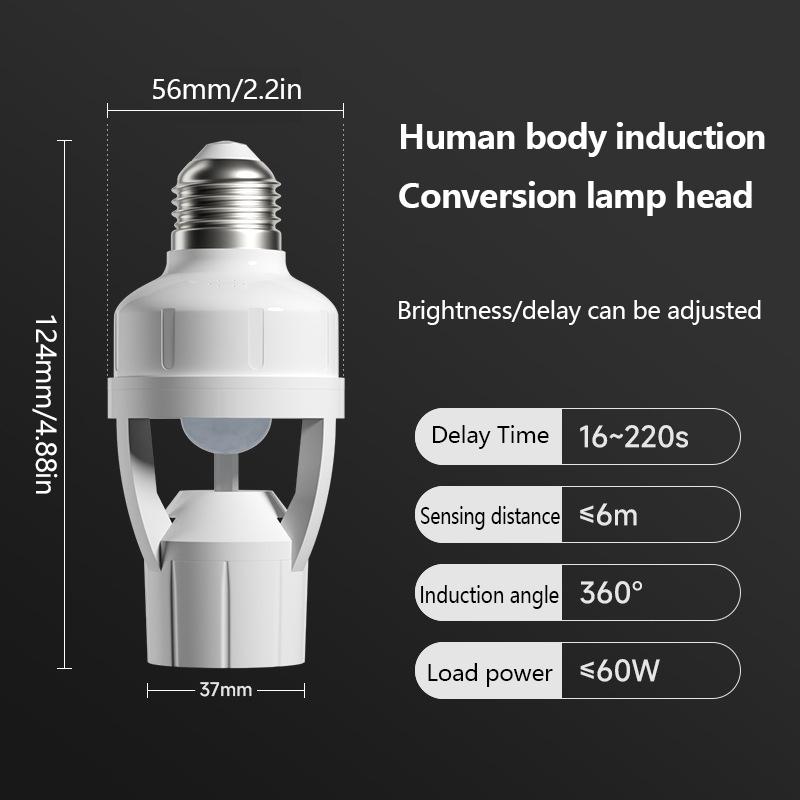 AC100-240V E27 Socket Converter With PIR Motion Sensor Ampoule LED E27 Lamp Base Intelligent Switch Light Bulb Lamp Holder