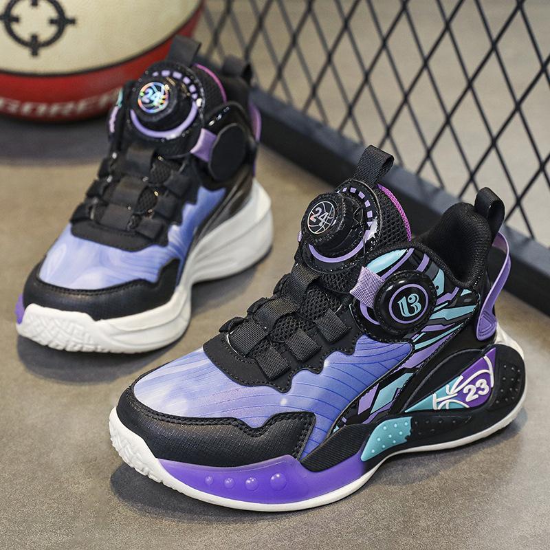 Children's basketball shoes 2025 spring and autumn leather waterproof wear-resistant explosive basketball shoes middle-aged and older children's and p
