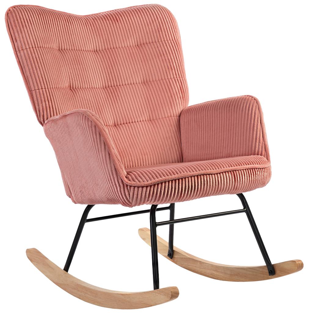 Rocking Chair, Relax Chair, Rocking Armchair, Load Capacity Up To 120 Kg, Polyester, 98 X 71 X 101 Cm, Pink