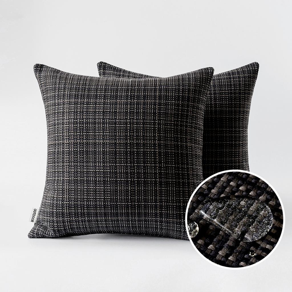 Waterproof Textile Outdoor Throw Pillow Covers Stripe Square Pillowcases Modern Cushion Cases for Patio Couch Bench 45X45CM