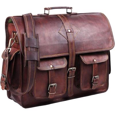 Vintage Leather Laptop Bag for Men Full Grain Large Leather Messenger Bag
