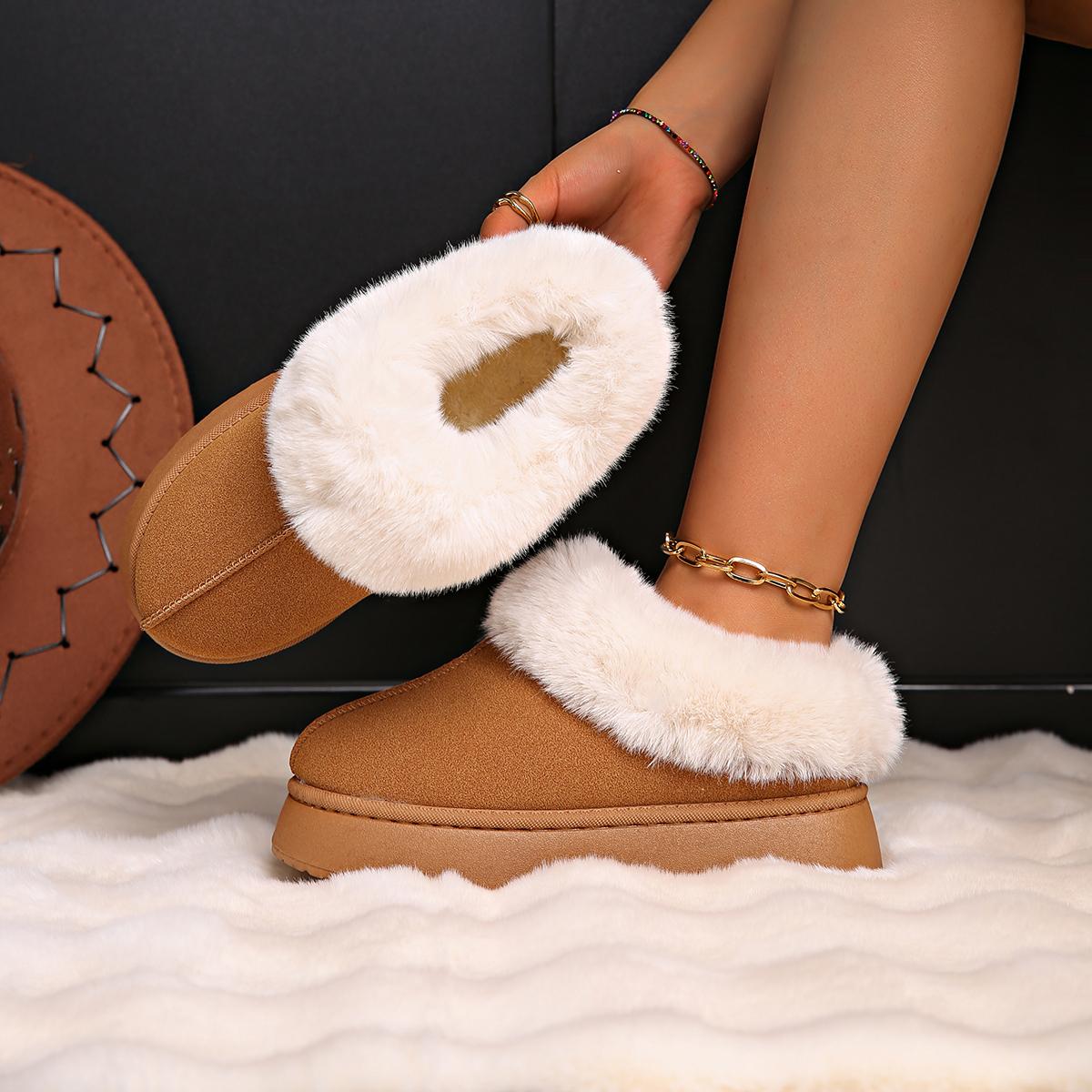 

Модная повседневная обувь Спорт Замшевые Ботильоны 2024 Зима Новые Платформа Теплые Ботинки Женские Балетки Обувь Короткий Плюшевый Мех Щиколотка Снежные Ботинки Коричневые 42 коричневый