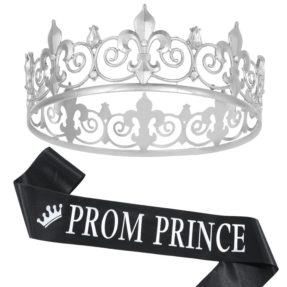 Europeisk och Amerikansk Rund Kristallkrona Boll Prins Huvudbonad Band Krona Festdekoration