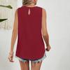 Summer Pleated Round Neck Fashion Vest Sleeveless Top Chiffon Shirt