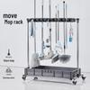 Mobile Mop & Broom Organizer with Storage Rack