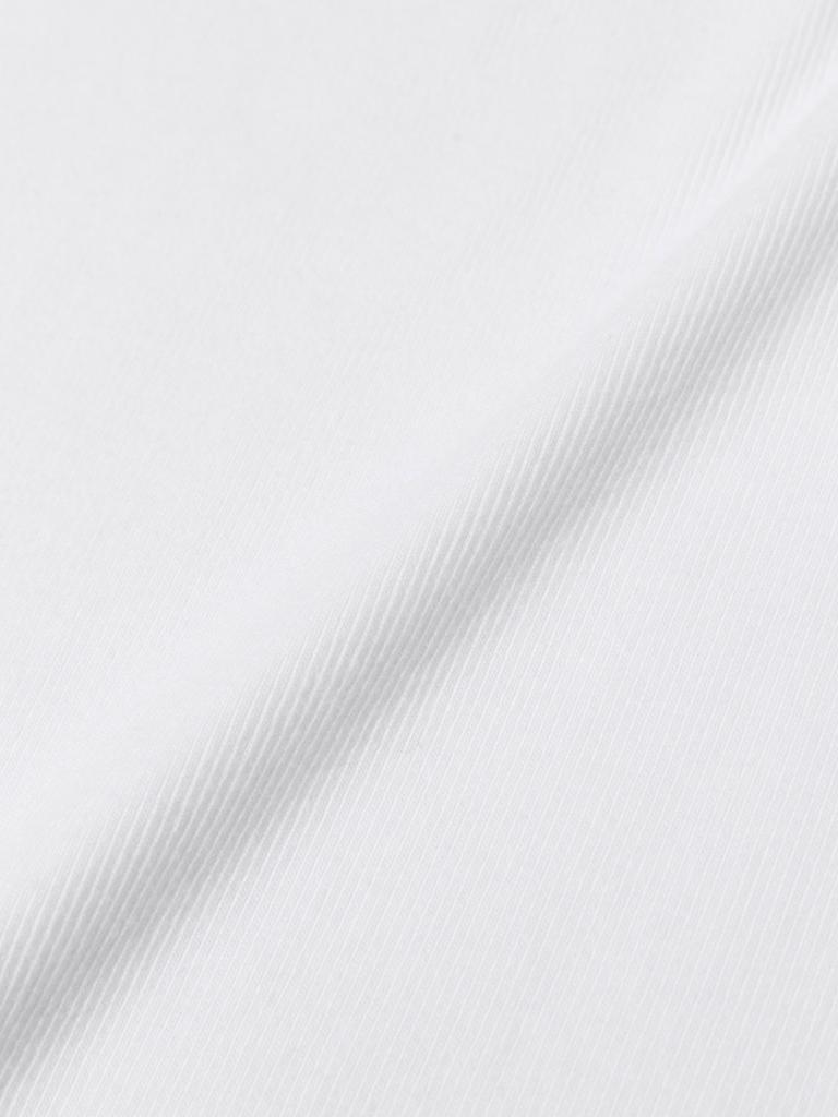 GLOWNY G Classic V-Neck Rib Long Sleeve (White)