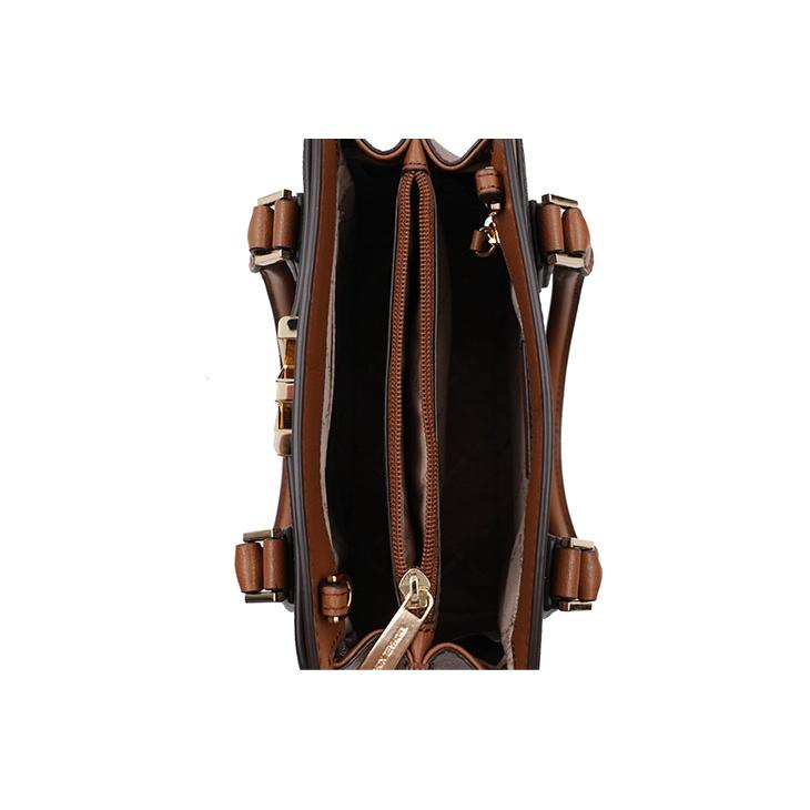 Michael Kors Mk Mott Vintage Color Block Logo Tote Bag Crossbody Bag Women Bags Brown 35T0GOXM2B-BROWN